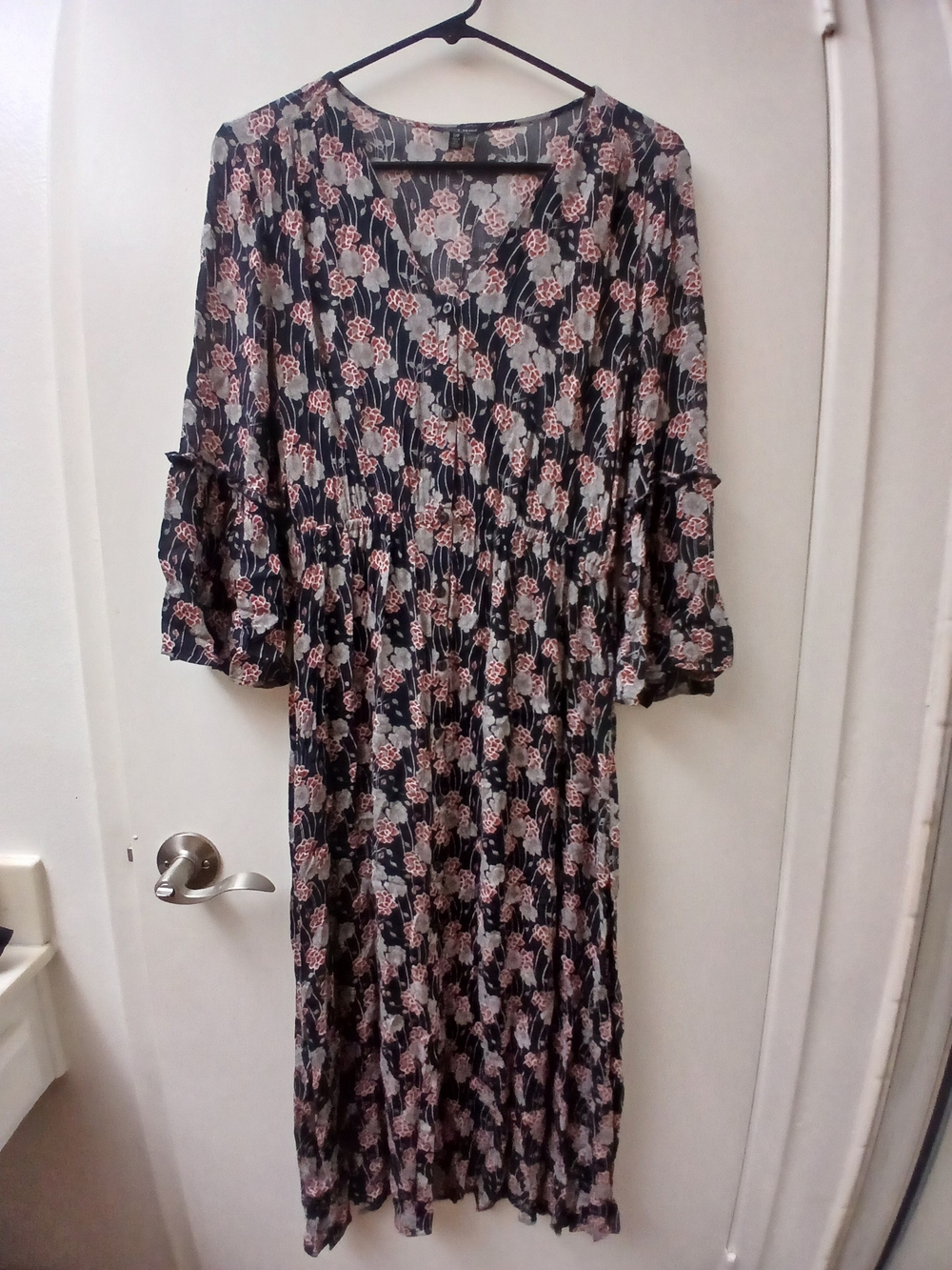 Lucky Brand Black Maxi Dress with Corak Floral Print